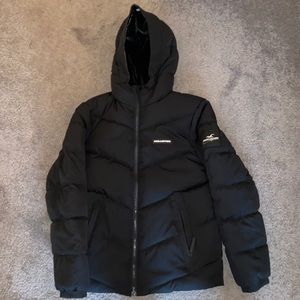 Mens Size Small Hollister Puffer Jacket. Faux fur inside.